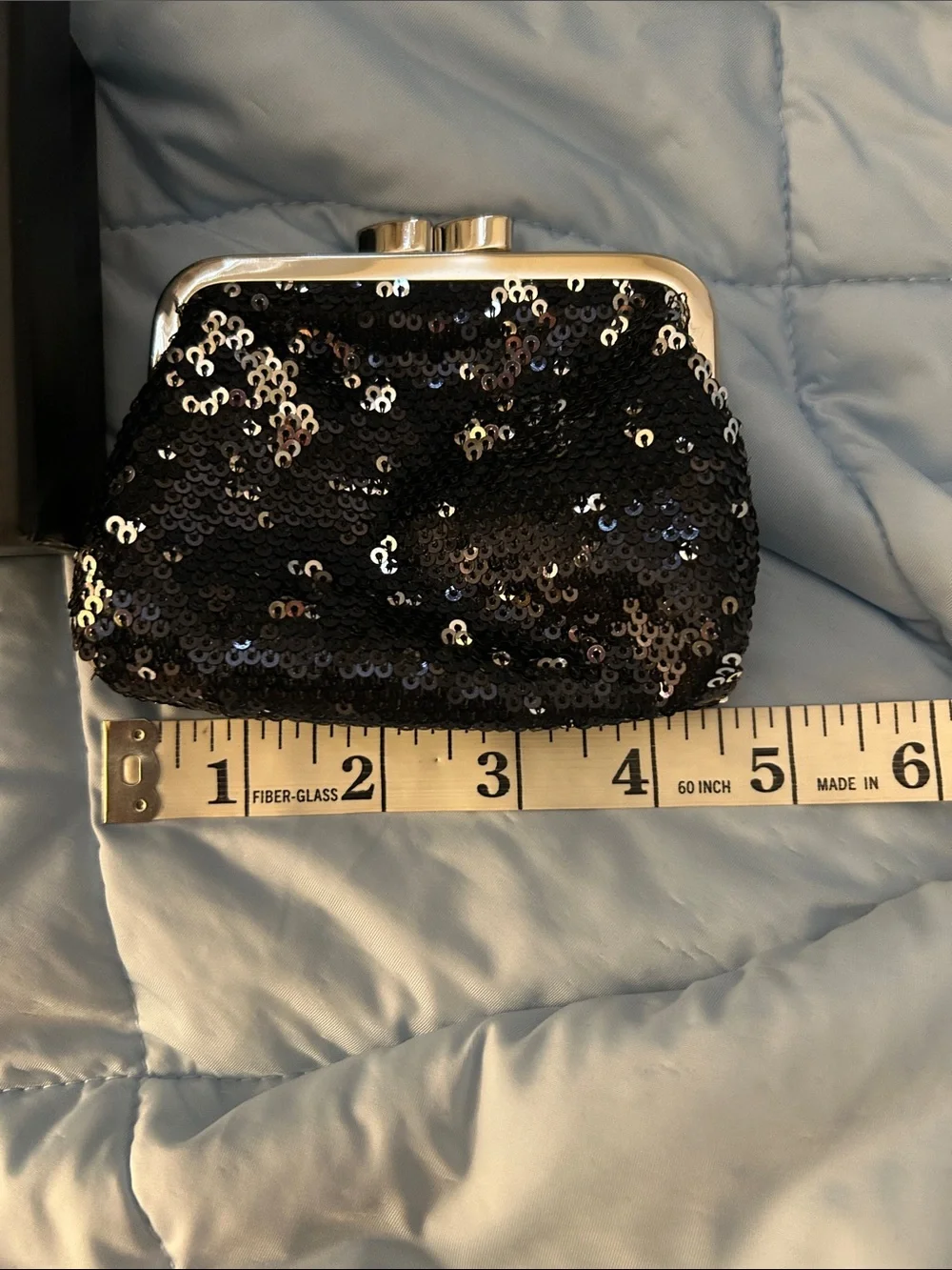 Victoria Secret “angel forever” Black Sequin Kiss-Lock coin purse “NWOT”